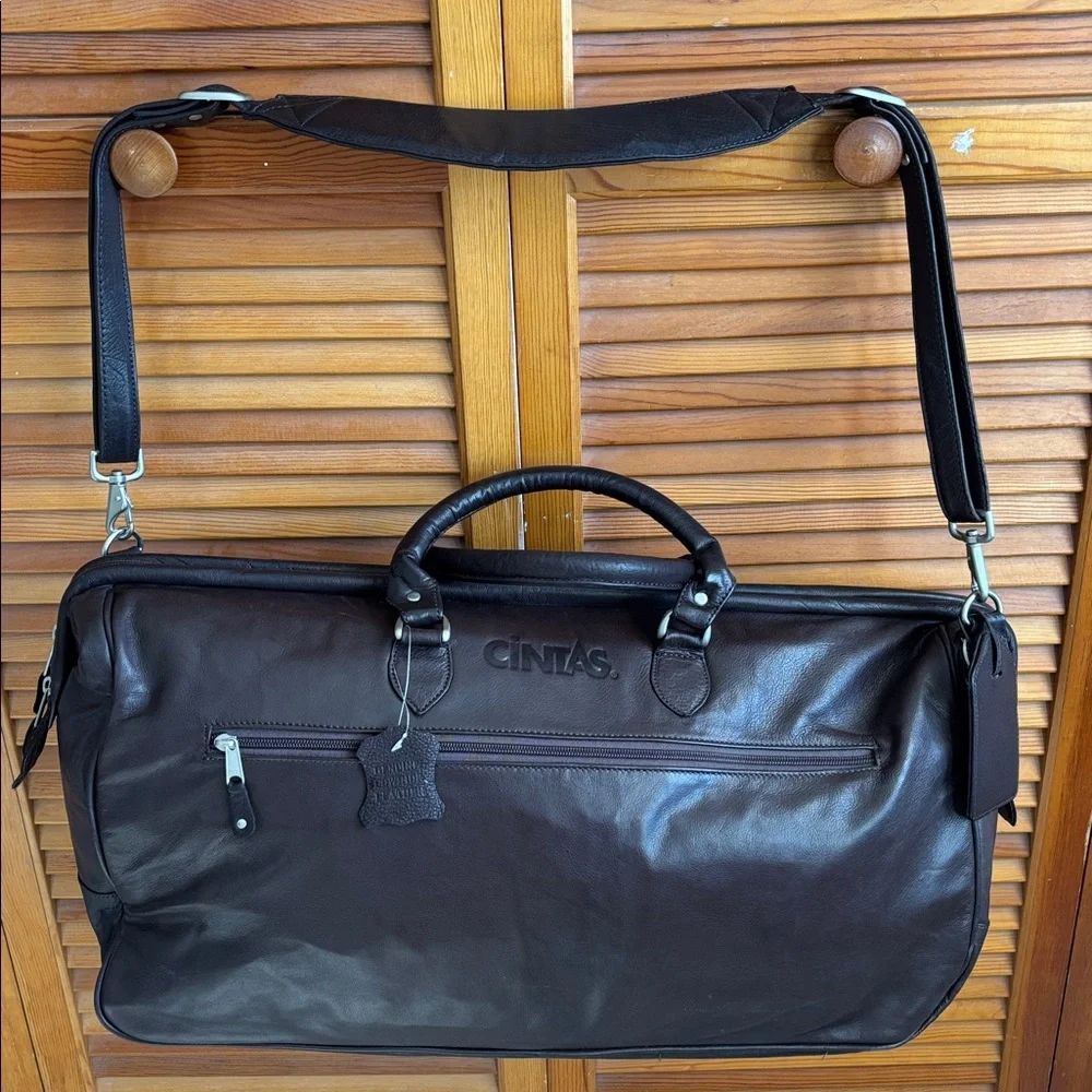 Cintas Brown Large Cowhide Leather Men’s‎ Duffle Travel Weekend Bag Leather Bag